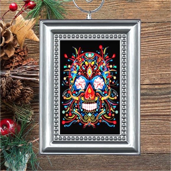 Mexican Sugar Skull‎ Christmas Tree Ornament - Picture 1 of 3